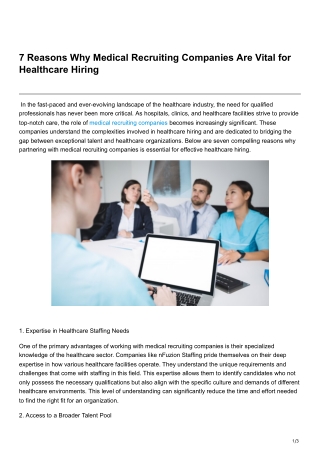 7 Reasons Why Medical Recruiting Companies Are Vital for Healthcare Hiring