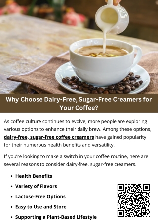 Why Choose Dairy-Free, Sugar-Free Creamers for Your Coffee?