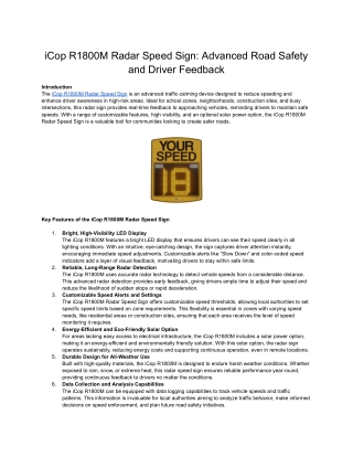 iCop R1800M Radar Speed Sign_ Advanced Road Safety and Driver Feedback