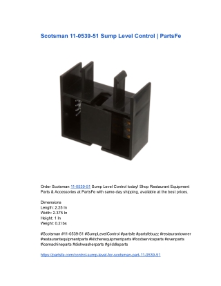 Scotsman 11-0539-51 Sump Level Control _ PartsFe