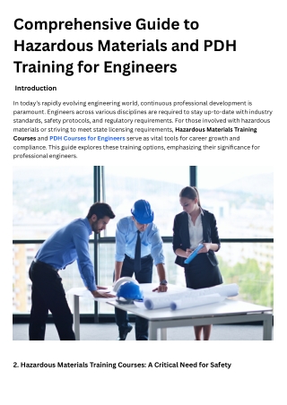 Comprehensive Guide to Hazardous Materials and PDH Training for Engineers