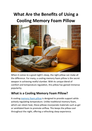 Benefits of Using a Cooling Memory Foam Pillow