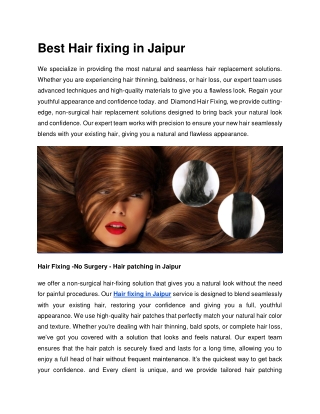 Best Hair fixing in Jaipur