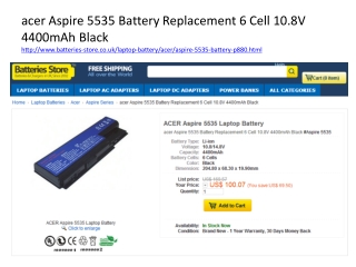 acer Aspire 5535 Battery Replacement 6 Cell 10.8V 4400mAh Bl