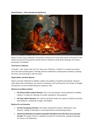 Diwali Mantras Their meaning and significance
