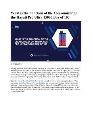 What is the Function of the Clearomizer on the Hayati Pro Ultra 15000 Box of 11