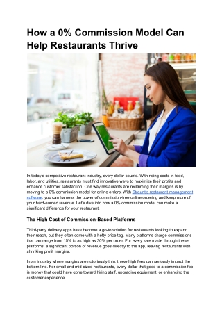 How a 0% Commission Model Can Help Restaurants Thrive
