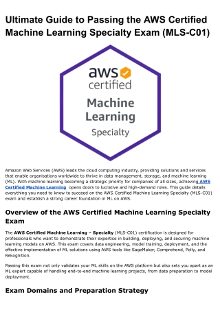 Ultimate Guide to Passing the AWS Certified Machine Learning Specialty Exam (MLS-C01)