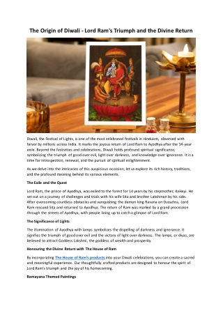 The Origin of Diwali Lord Ram's Triumph and the Divine Return