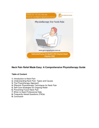 Neck Pain Relief Made Easy: A Comprehensive Physiotherapy Guide