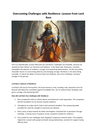 Overcoming Challenges with Resilience Lessons from Lord Ram