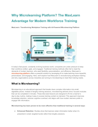 Why Microlearning Platform_ The MaxLearn Advantage for Modern Workforce Training