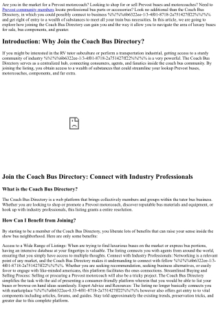 Join the Coach Bus Directory: Connect with Industry Professionals