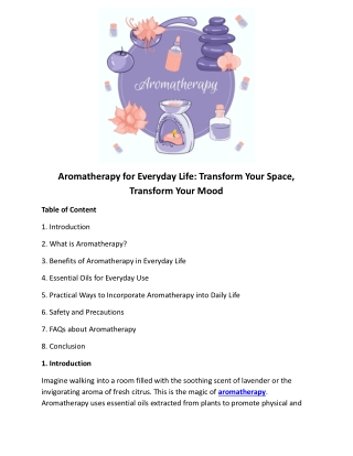 Aromatherapy for Everyday Life - Transform Your Space, Transform Your Mood