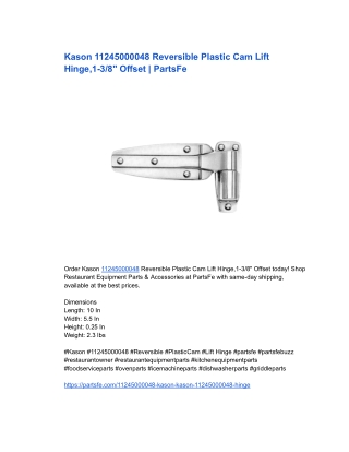 Kason 11245000048 Reversible Plastic Cam Lift Hinge,1-3_8_ Offset _ PartsFe