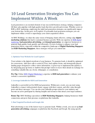 10 Lead Generation Strategies You Can Implement Within A Week