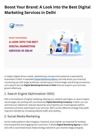 Boost Your Brand: A Look into the Best Digital Marketing Services in Delhi