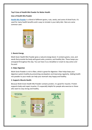 Top 9 Uses of Health Mix Powder for Better Health