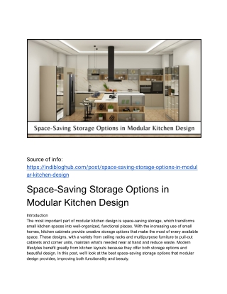 Space-Saving Storage Options in Modular Kitchen Design