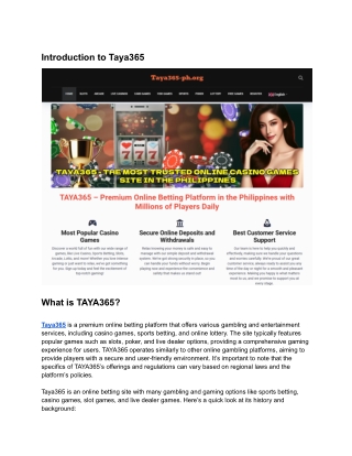 Introduction to Taya365