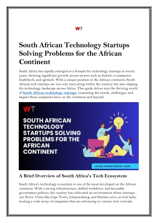 South African Technology Startups Solving Problems for the African Continent