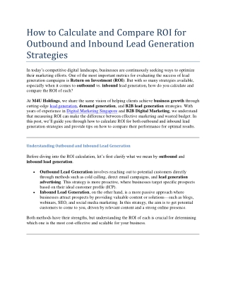 How to Calculate and Compare ROI for Outbound and Inbound Lead Generation Strategies