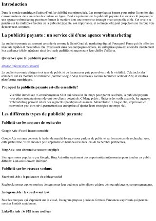 La publicité payante : un service clé d'une agence webmarketing