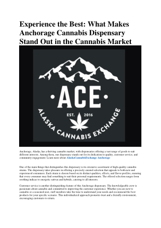 Alaska Cannabis Exchange Dispensary