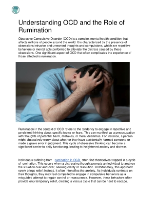 Understanding OCD and the Role of Rumination