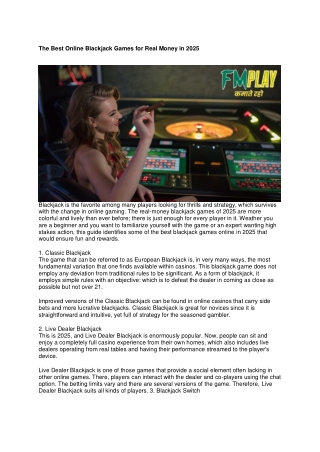 The Best Online Blackjack Games for Real Money in 2025