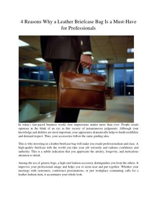 4 Reasons Why a Leather Briefcase Bag Is a Must-Have for Professionals