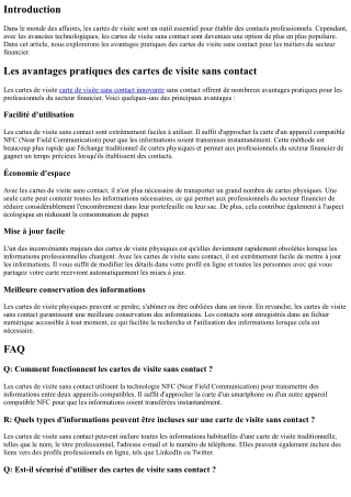 Les avantages pratiques des cartes de visite sans contact pour les métiers du se