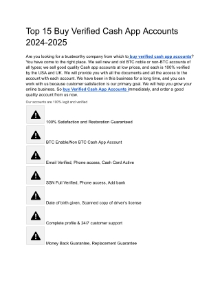 Top 15 Buy Verified Cash App Accounts 2024-2025