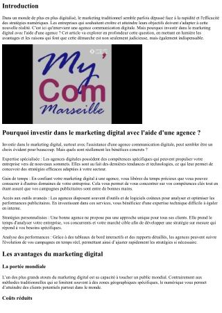 Pourquoi investir dans le marketing digital avec l'aide d'une agence ?