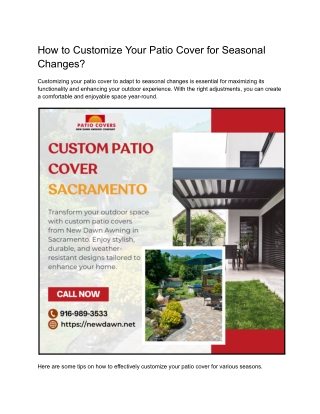 How to Customize Your Patio Cover for Seasonal Changes