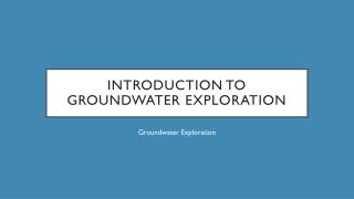 Introduction to Groundwater Exploration