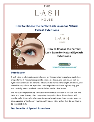 How to Choose the Perfect Lash Salon for Natural Eyelash Extensions