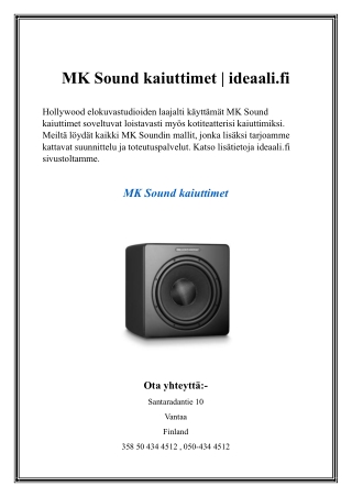 MK Sound kaiuttimet  ideaali.fi