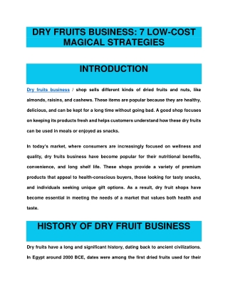 DRY FRUITS BUSINESS: 7 LOW-COST MAGICAL STRATEGIES