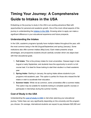 Timing Your Journey_ A Comprehensive Guide to Intakes in the USA