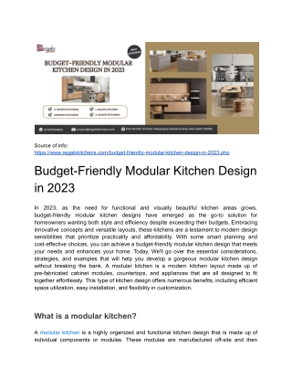 Budget-Friendly Modular Kitchen Design in 2023