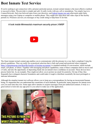 Most effective Inmate Textual content Support