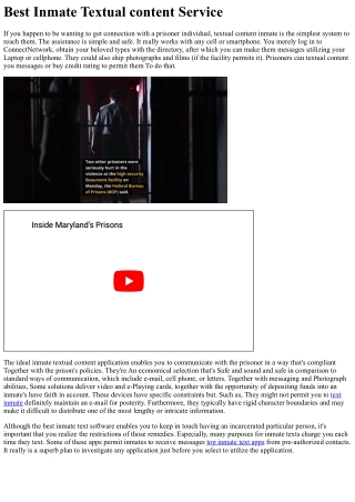 Ideal Inmate Textual content Assistance