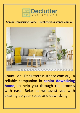 Senior Downsizing Home  Declutterassistance.com.au