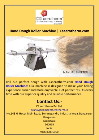 Hand Dough Roller Machine  Csaerotherm.com