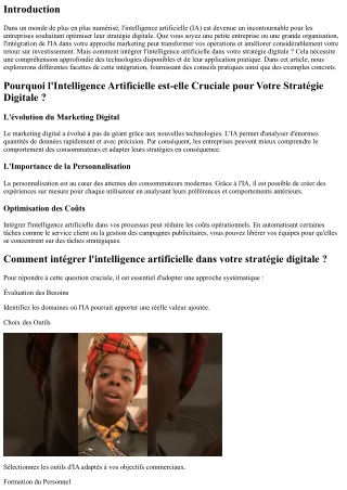 Comment intégrer l'intelligence artificielle dans votre stratégie digitale ?