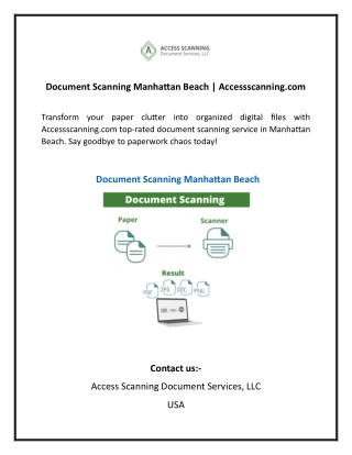 Document Scanning Manhattan Beach  Accessscanning