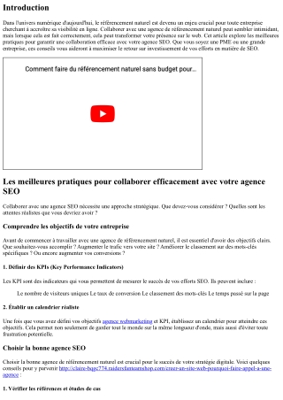 Les meilleures pratiques pour collaborer efficacement avec votre agence SEO