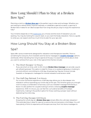 How Long Should I Plan to Stay at a Broken Bow Spa_