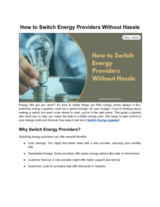 How to Switch Energy Providers Without Hassle